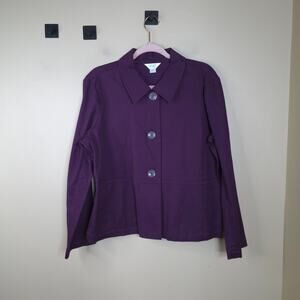 Christopher & Bank Cropped Button Lightweight Jacket in Purple Size XLP